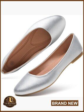 Womens Ballet Flats Dress Shoes Comfortable PU Leather Slip On Shoes